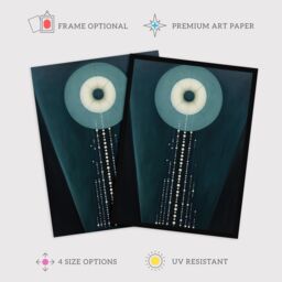 "Wee Blue Coo Wall Art Print The Abstraction Of Teal Moonlight Pearls Blue Hilma af Klint Style Oil Painting Poster in Dark Blue - Size: W18"" x H24""" - thumbnail 2