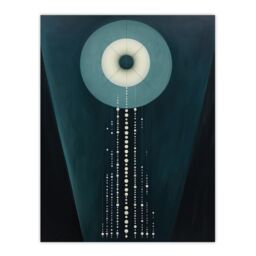 "Wee Blue Coo Wall Art Print The Abstraction Of Teal Moonlight Pearls Blue Hilma af Klint Style Oil Painting Poster in Dark Blue - Size: W18"" x H24""" - thumbnail 1