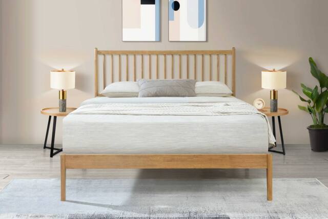 Flintshire Furniture Ltd Padeswood Hardwood Bed Frame in Light Brown - Size: Single - image 1