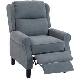 HOMCOM Recliner Armchair, Fabric Recliner Chair in Grey - thumbnail 2