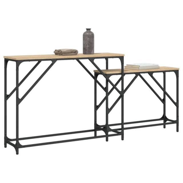 Berkfield Home Nesting Console Tables 2 pcs Sonoma Oak Engineered Wood in Light Tan - image 1