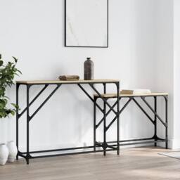 Berkfield Home Nesting Console Tables 2 pcs Sonoma Oak Engineered Wood in Light Tan - thumbnail 2