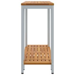 Berkfield Home Outdoor Table Natural&Grey 35x110x75 cm Solid Wood & Steel in Grey - Size: 35 x 110 x 75 cm - thumbnail 6