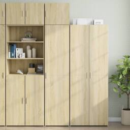 Berkfield Home Slim Storage Cabinet Sonoma Oak 45x42.5x225 cm Engineered Wood in Brown - thumbnail 1