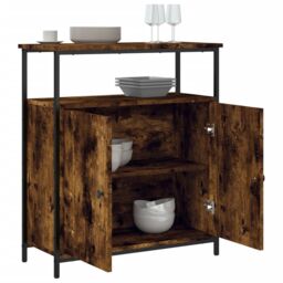 Berkfield Home Sideboard Smoked Oak 70x30x80 cm Engineered Wood in Brown - Size: 70 x 30 x 80 cm - thumbnail 4