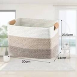 EONLION 3Pcs Cotton Rope Woven Storage Basket Laundry Bin Organizer in Brown - thumbnail 2