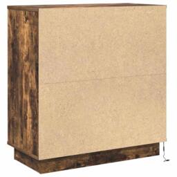 Berkfield Home Modern Bedside Cabinet with LED Smoked Oak 71x34.5x75 cm Engineer in Brown - thumbnail 7