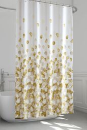 Neel Blue Golden Petals Polyester Shower Curtain, Water-Resistant Bathroom Curtain with 12 Hooks - 180x180cm - Size: 180 cm width x 180 cm drop - thumbnail 6