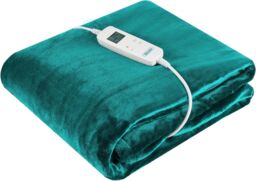 Alecome Women's Electric Heated Throw Blanket Washable 220gsm Fleece Remote Timer in Teal - thumbnail 2