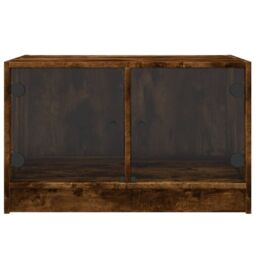 Berkfield Home Coffee Table with Glass Doors Smoked Oak 68x50x42 cm in Brown - Size: 68 x 50 x 42 cm - thumbnail 6