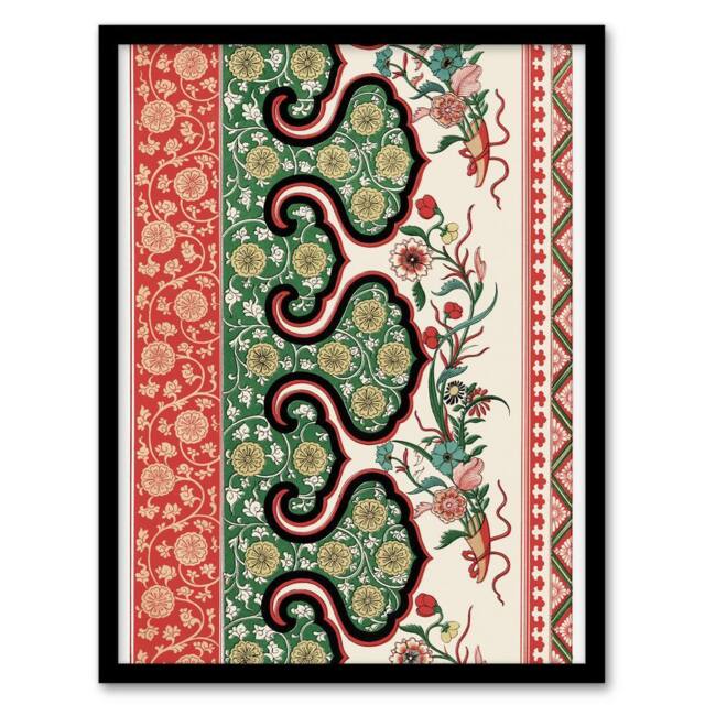 Artery8 Owen Jones Ornamental Floral Motif Pattern Framed Wall Art Print - Size: A4 - image 1