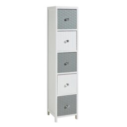Home Source Wooden Storage 5 Drawer Tall Chest Bedroom Organiser Fully Assembled in White - thumbnail 5