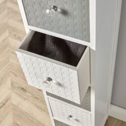 Home Source Wooden Storage 5 Drawer Tall Chest Bedroom Organiser Fully Assembled in White - thumbnail 2