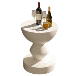 Pirlo Plush Industrial Round Concrete Indoor Outdoor Side Table Nordic in White - thumbnail 5