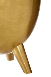 Orsina Round White Marble Top Table, Brass Finish Drum Shape Table, Natural Marble Surface, Living Room Side Table - thumbnail 4