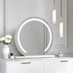 CARME HOME Esme Dressing Table with Elsie LED Mirror -White & Lottie Bouclé Stool in White - thumbnail 4