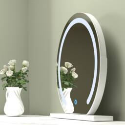 CARME HOME Esme Dressing Table with Elsie LED Mirror -White & Lottie Bouclé Stool in White - thumbnail 5