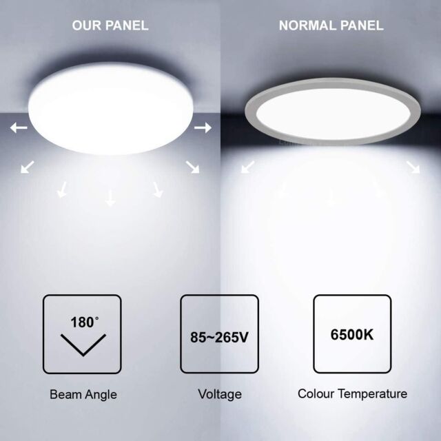 ENER-J 24W Frameless Recessed-Surface Super LED Panel, 200mm, Round, 4000K (pack of 4) in White - Size: 25 cm diameter x 19 cm high - image 1