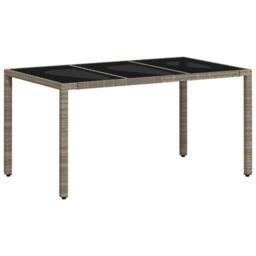 Berkfield Home Garden Table with Glass Top Light Grey 150x90x75 cm Poly Rattan - Size: 150 x 90 x 75 cm - thumbnail 7