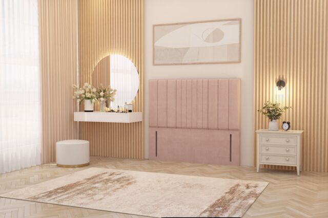 "Somnior Alexas 54"" Floor Standing Headboard Plush Velvet in Pink - Size: Small Single" - image 1