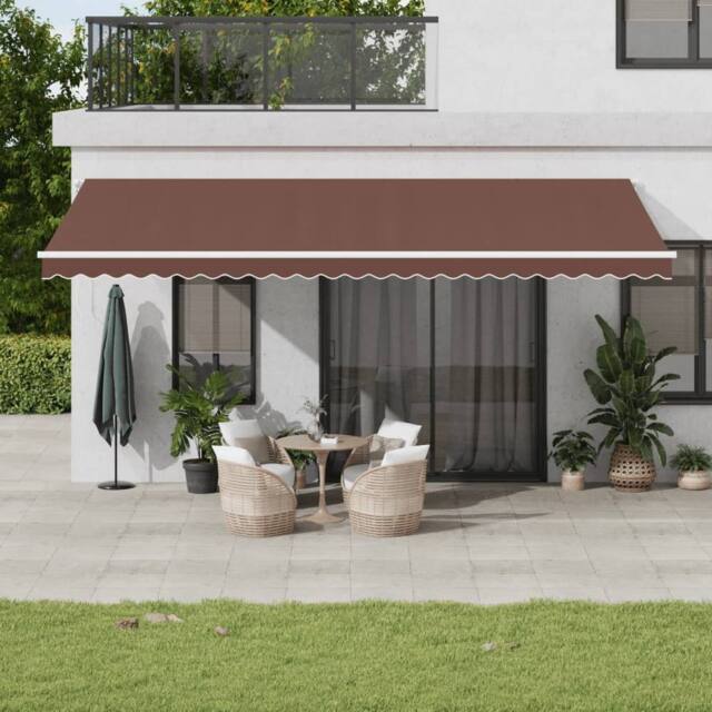 Berkfield Home Manual Retractable Awning with LED Brown 600x300 cm - image 1