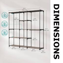 Pirlo Plush Metal Clothes Rail Open Wardrobe With Storage Shelves Taupe - thumbnail 9