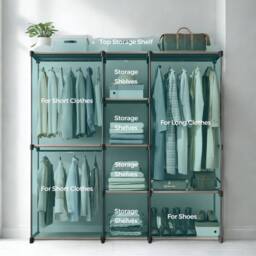 Pirlo Plush Metal Clothes Rail Open Wardrobe With Storage Shelves Taupe - thumbnail 5