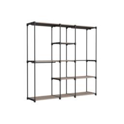 Pirlo Plush Metal Clothes Rail Open Wardrobe With Storage Shelves Taupe - thumbnail 7