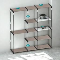 Pirlo Plush Metal Clothes Rail Open Wardrobe With Storage Shelves Taupe - thumbnail 6