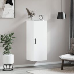 Berkfield Home Wall Mounted Cabinet White 34.5x34x90 cm - thumbnail 3