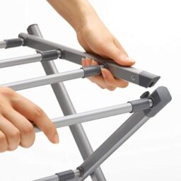 KAV 3-Tier Silver 48 to 73 CM Expandable Clothes Airer Indoor Outdoor Dryer Lightweight Metal Portable Drying Rack in Grey - thumbnail 4