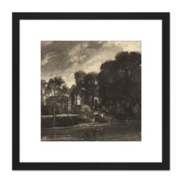 Artery8 David Lucas East Bergholt Suffolk 1832 Painting 8X8 Inch Square Wooden Framed Wall Art Print Picture with Mount in Black - thumbnail 1