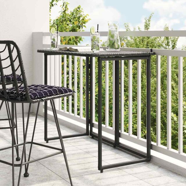 Berkfield Home Folding Garden Table Black 90x51x75 cm Poly Rattan - Size: 90 x 51 x 75 cm - image 1
