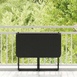 Berkfield Home Folding Garden Table Black 90x51x75 cm Poly Rattan - Size: 90 x 51 x 75 cm - thumbnail 3