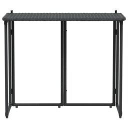 Berkfield Home Folding Garden Table Black 90x51x75 cm Poly Rattan - Size: 90 x 51 x 75 cm - thumbnail 4