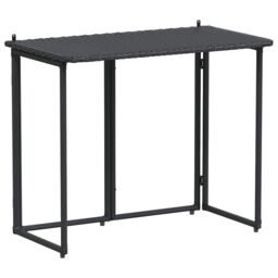 Berkfield Home Folding Garden Table Black 90x51x75 cm Poly Rattan - Size: 90 x 51 x 75 cm - thumbnail 2