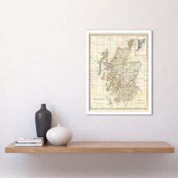 "Artery8 1799 Clement Cruttwell Map Scotland Vintage 12x16"" Framed Art Print in White - Size: W12"" x H16""" - thumbnail 2