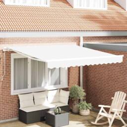 Berkfield Home Manual Retractable Awning White 350x250 cm - thumbnail 2