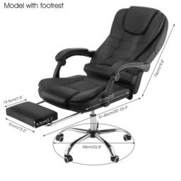 SPETLEK Massage Office Gaming Chair Swivel Recliner Leather Footrest in Black - thumbnail 2