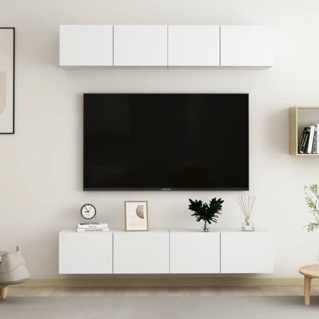 Berkfield Home TV Cabinets 4 pcs White 80x30x30 cm Engineered Wood - Size: 80 x 30 x 30 cm - image 1