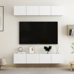 Berkfield Home TV Cabinets 4 pcs White 80x30x30 cm Engineered Wood - Size: 80 x 30 x 30 cm - thumbnail 1