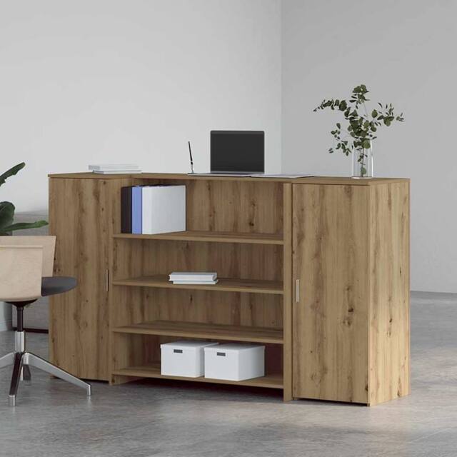Berkfield Home Reception Desk Artisan Oak 180x50x103.5 cm Engineered Wood in Brown - image 1