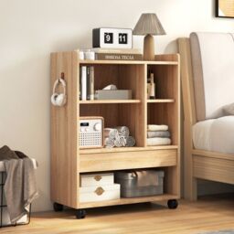 Costway Mobile Storage Cabinet Rolling File Cabinet with Drawer & Adjustable Shelves in Natural - thumbnail 5