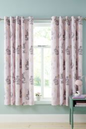 Catherine Lansfield 'Bunny Tails Ditsy Flowers' Fully Reversible Eyelet Curtains in Pink - Size: 168 cm width x 183 cm drop - thumbnail 1