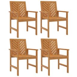 Berkfield Home Garden Dining Chairs 4 pcs Solid Wood Acacia in Brown - thumbnail 2