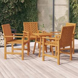 Berkfield Home Garden Dining Chairs 4 pcs Solid Wood Acacia in Brown - thumbnail 1