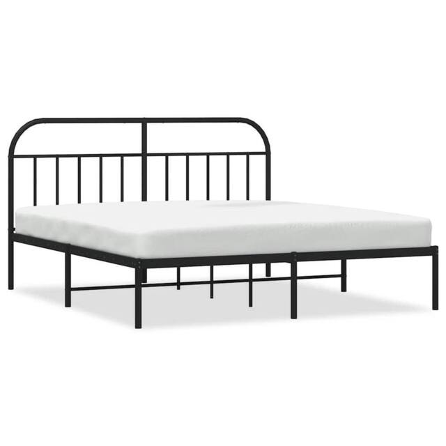 Berkfield Home Metal Bed Frame with Headboard Black 183x213 cm - image 1