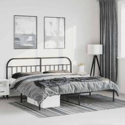 Berkfield Home Metal Bed Frame with Headboard Black 183x213 cm - thumbnail 2