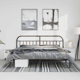 Berkfield Home Metal Bed Frame with Headboard Black 183x213 cm - thumbnail 4