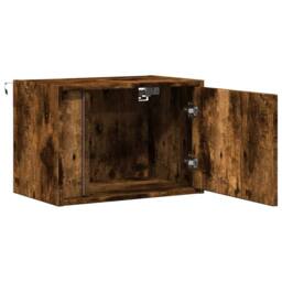 Berkfield Home Durable Wall-mounted Bedside Cabinets with LED Lights 2 pcs Smoked Oak in Brown - thumbnail 7